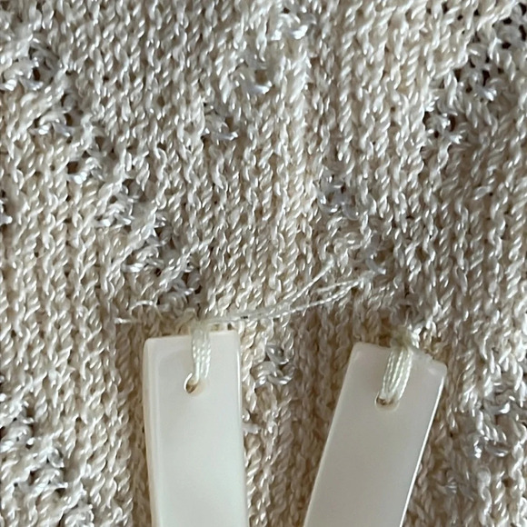 St. John Sport Boatneck Pointelle Knit Wool Blend Sweater in Tan - Size Large - Picture 8 of 12